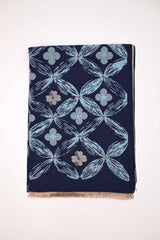 Sciarpa in jacquard geometrico-floreale blu