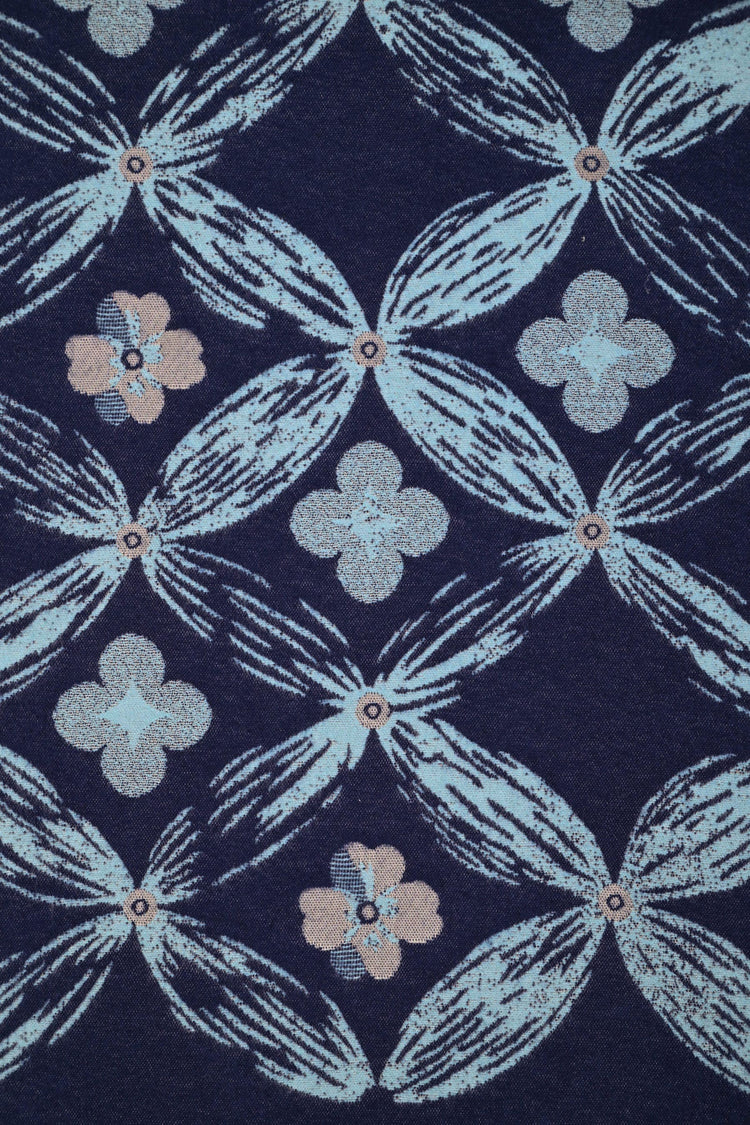 Sciarpa in jacquard geometrico-floreale blu