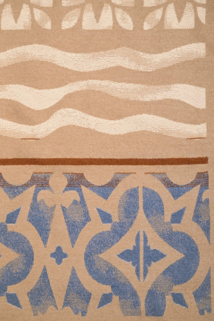 Sciarpa in jacquard geometrico-floreale sabbia