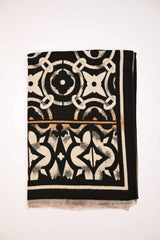 Sciarpa in jacquard geometrico-floreale nera