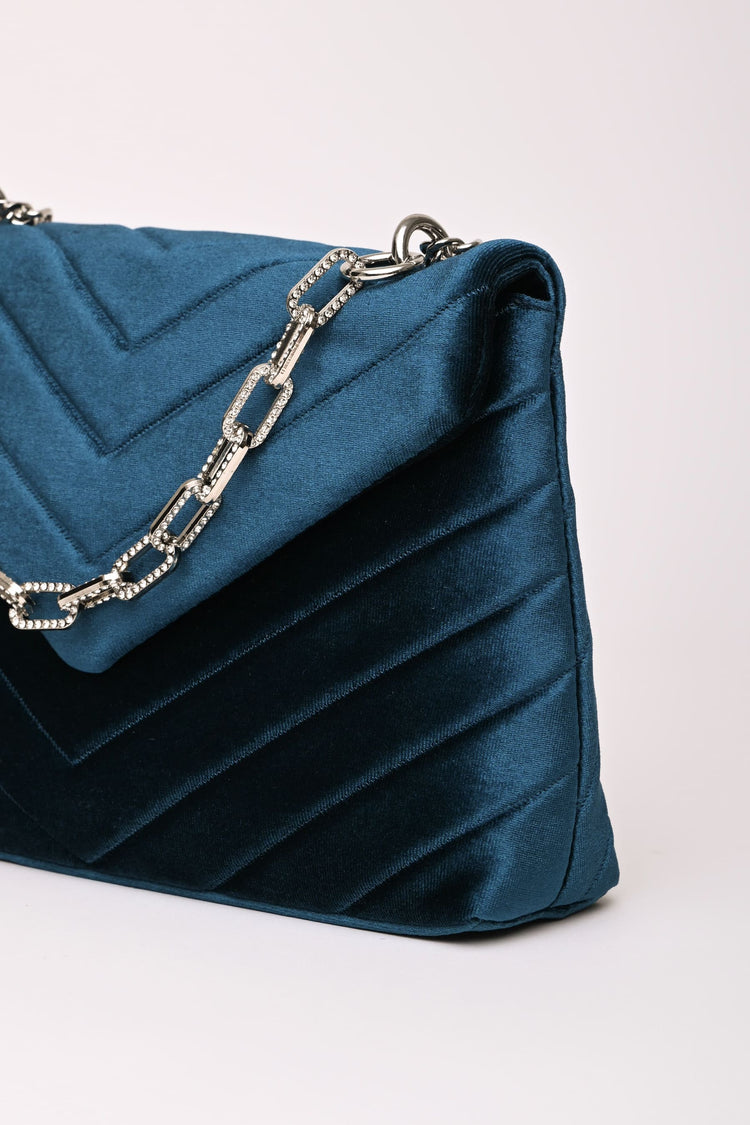 Borsa a spalla in velluto trapuntato