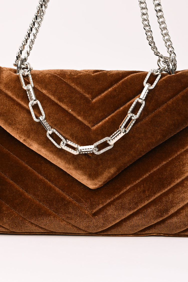 Borsa a spalla in velluto trapuntato