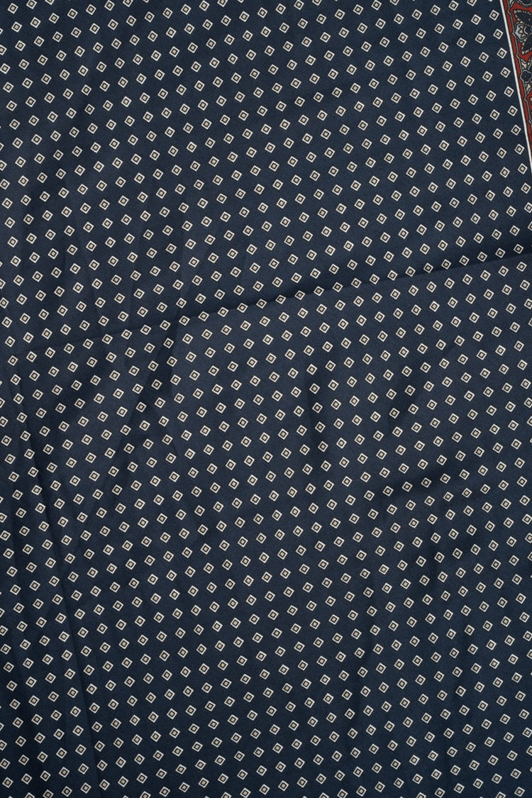 Foulard in raso blu a stampa geometrica