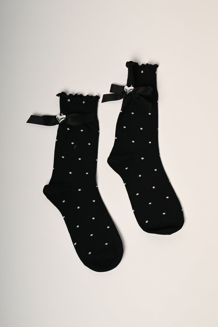 Set da due paia di calzini a pois con fiocchetti