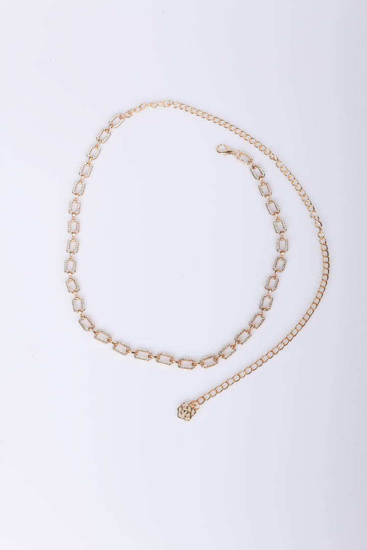 Cintura a catenella con strass