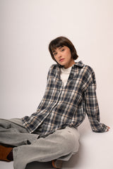 Camicia in flanella check blu