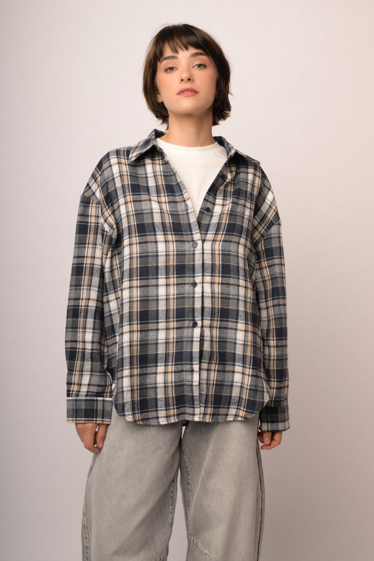 Camicia in flanella check blu