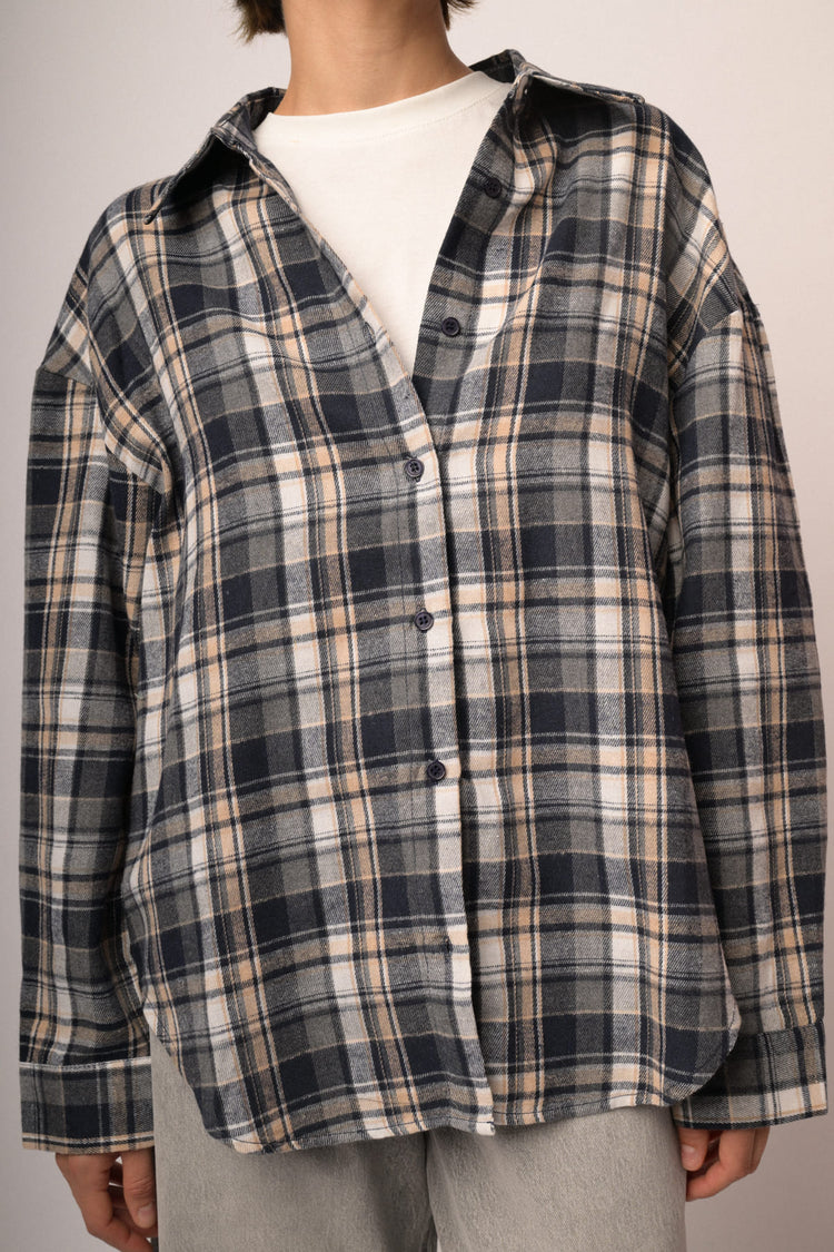 Camicia in flanella check blu