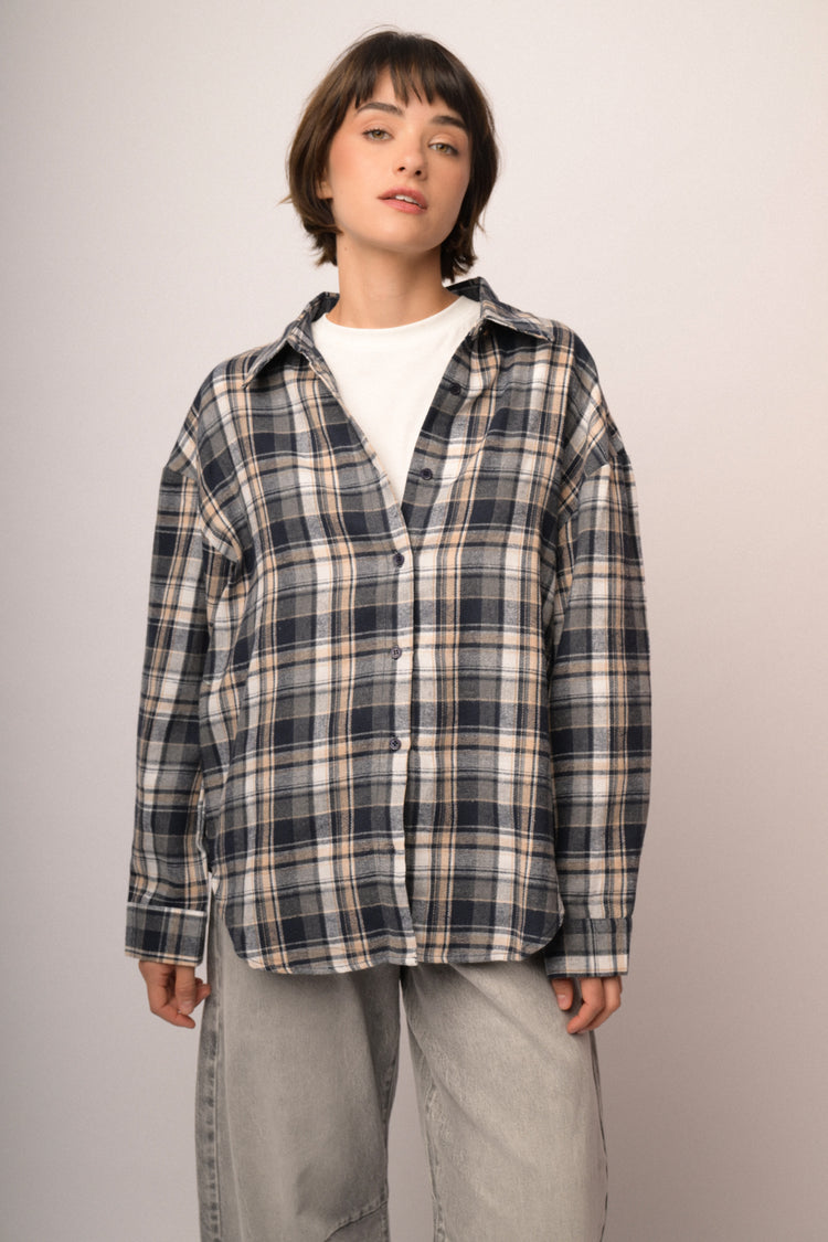 Camicia in flanella check blu