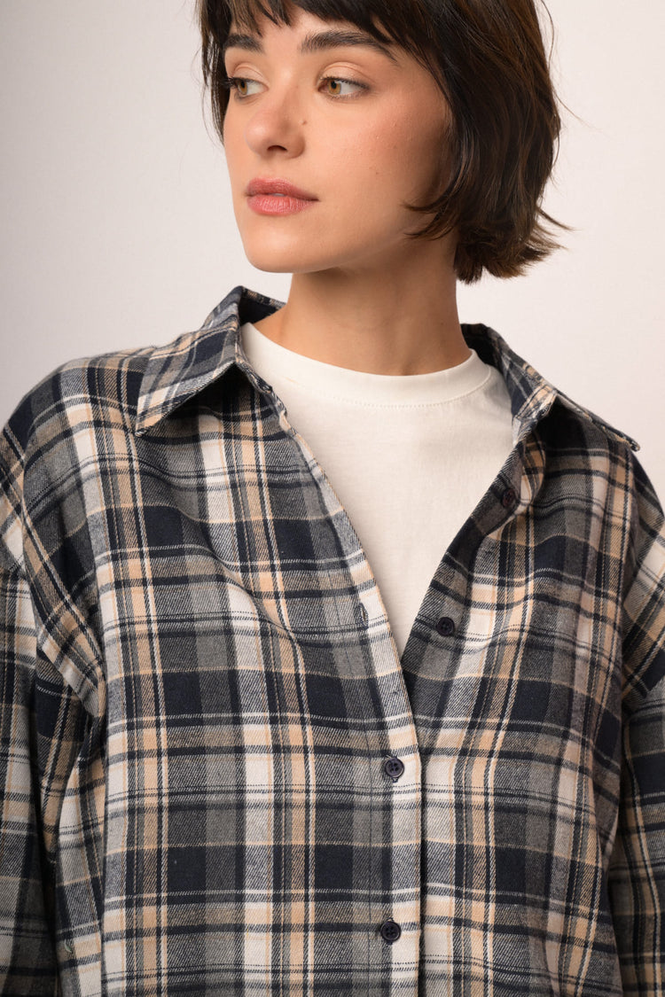 Camicia in flanella check blu