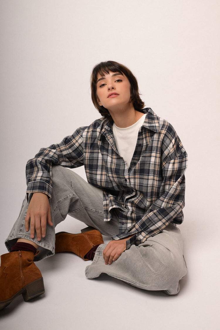 Camicia in flanella check blu