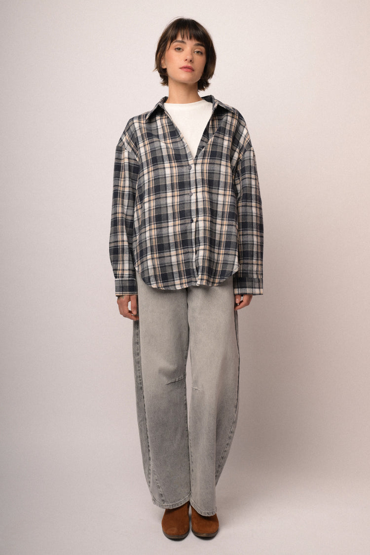 Camicia in flanella check blu