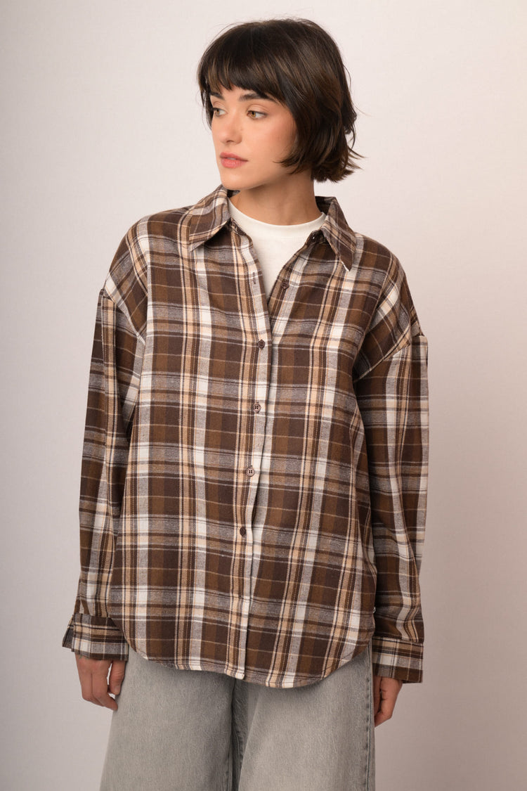 Camicia in flanella check cioccolato