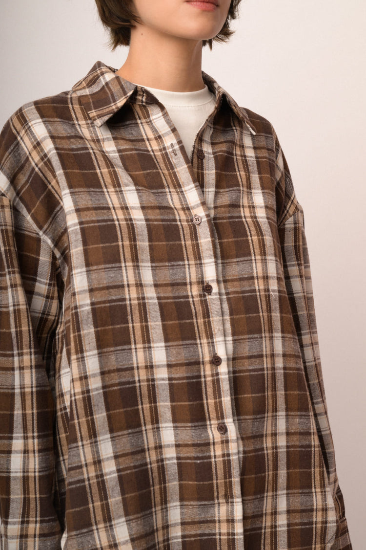 Camicia in flanella check cioccolato