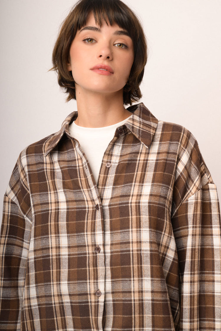 Camicia in flanella check cioccolato