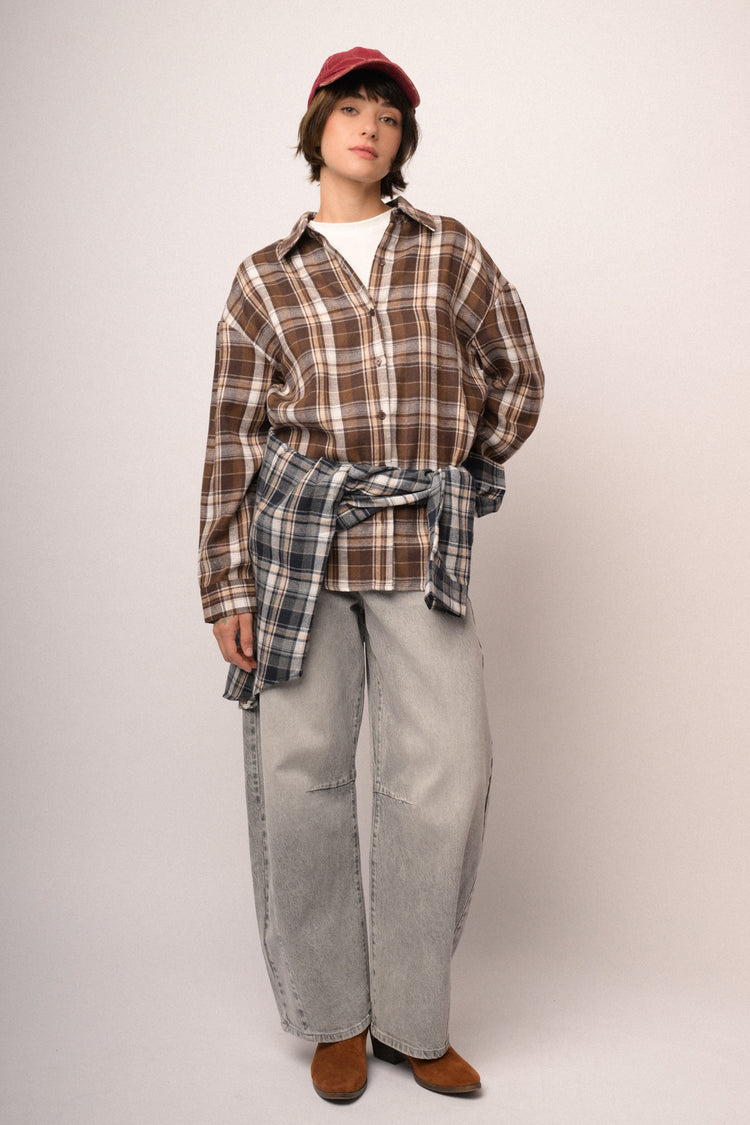 Camicia in flanella check cioccolato
