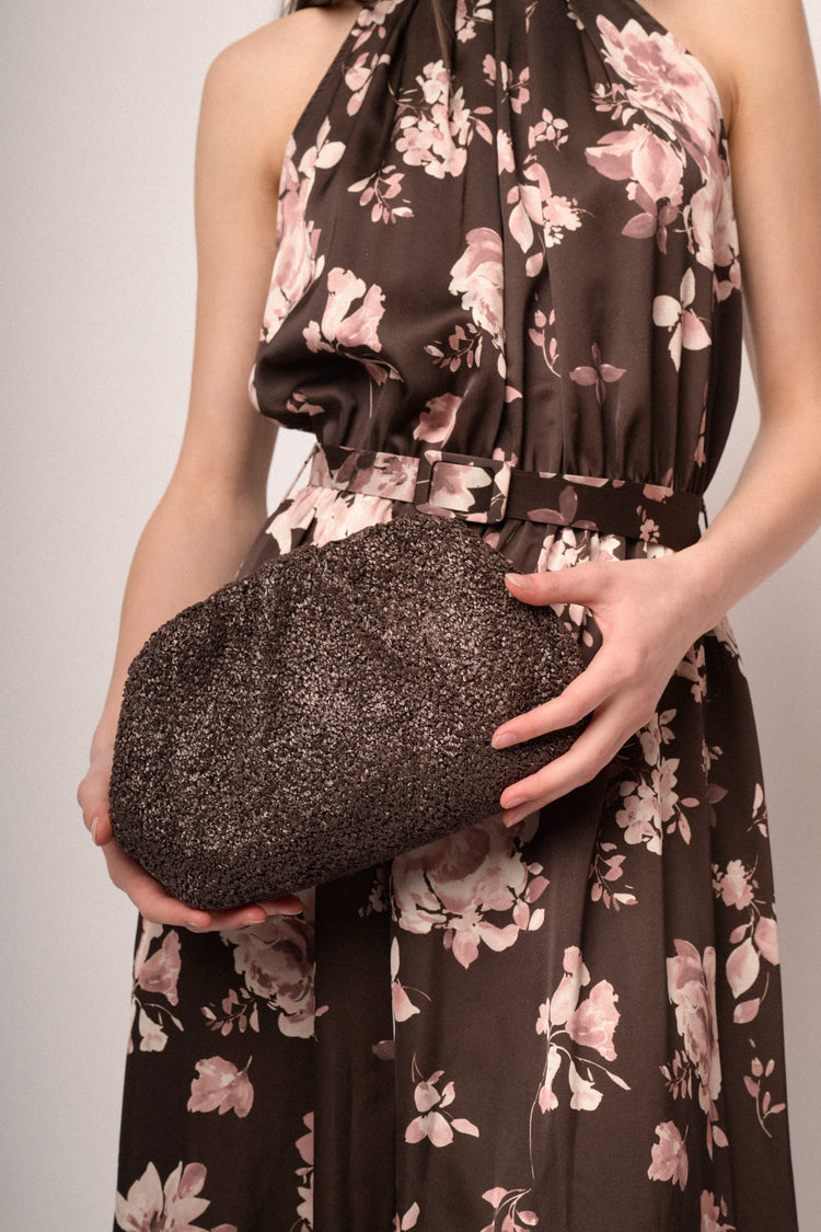 Pochette in bouclé cioccolato