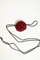 Cintura sottile con rosa 3D bordeaux