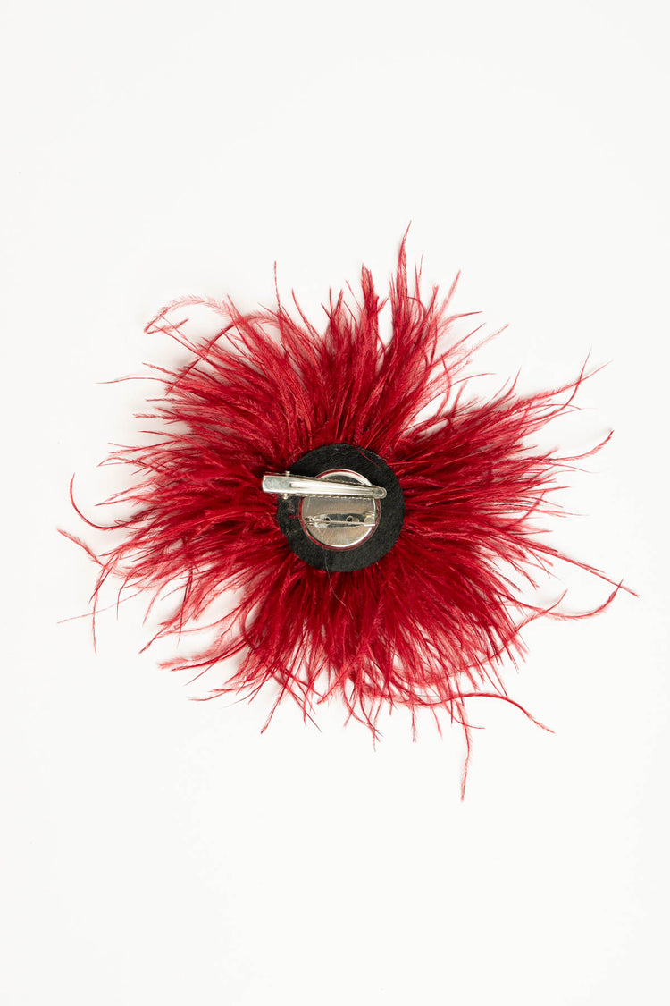 Spilla con piume rosse