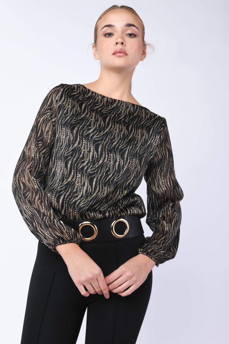 Blusa a stampa lurex