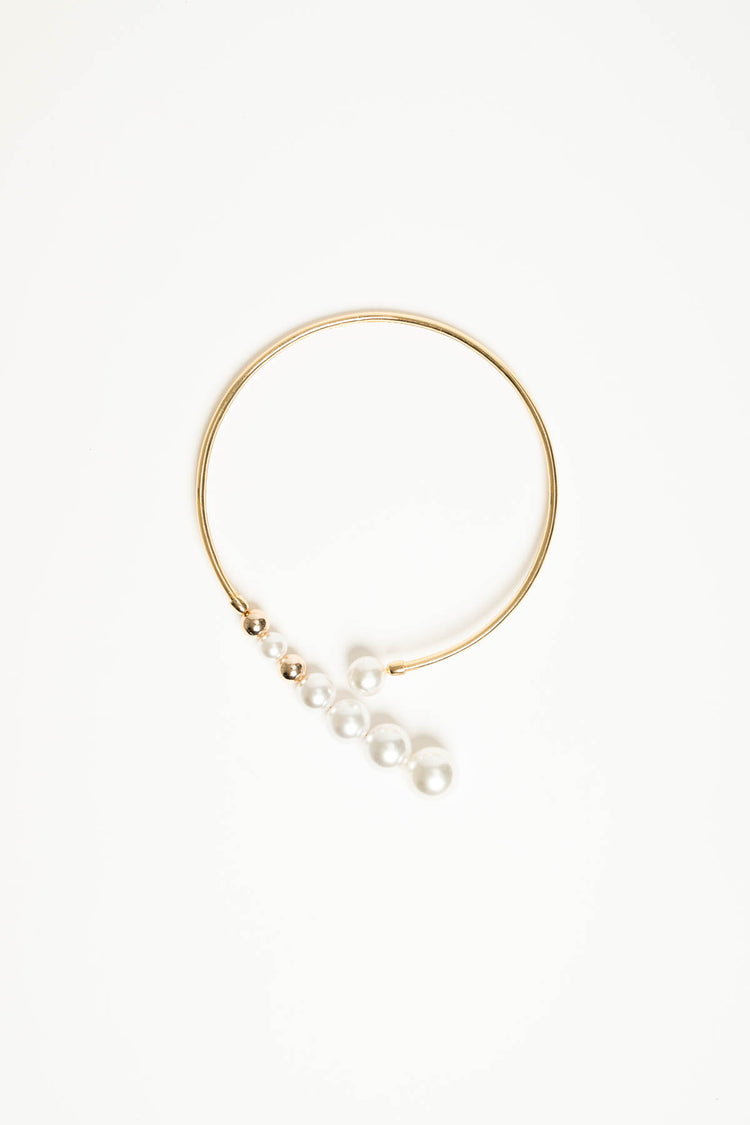 Collana rigida con perline oro/bianco