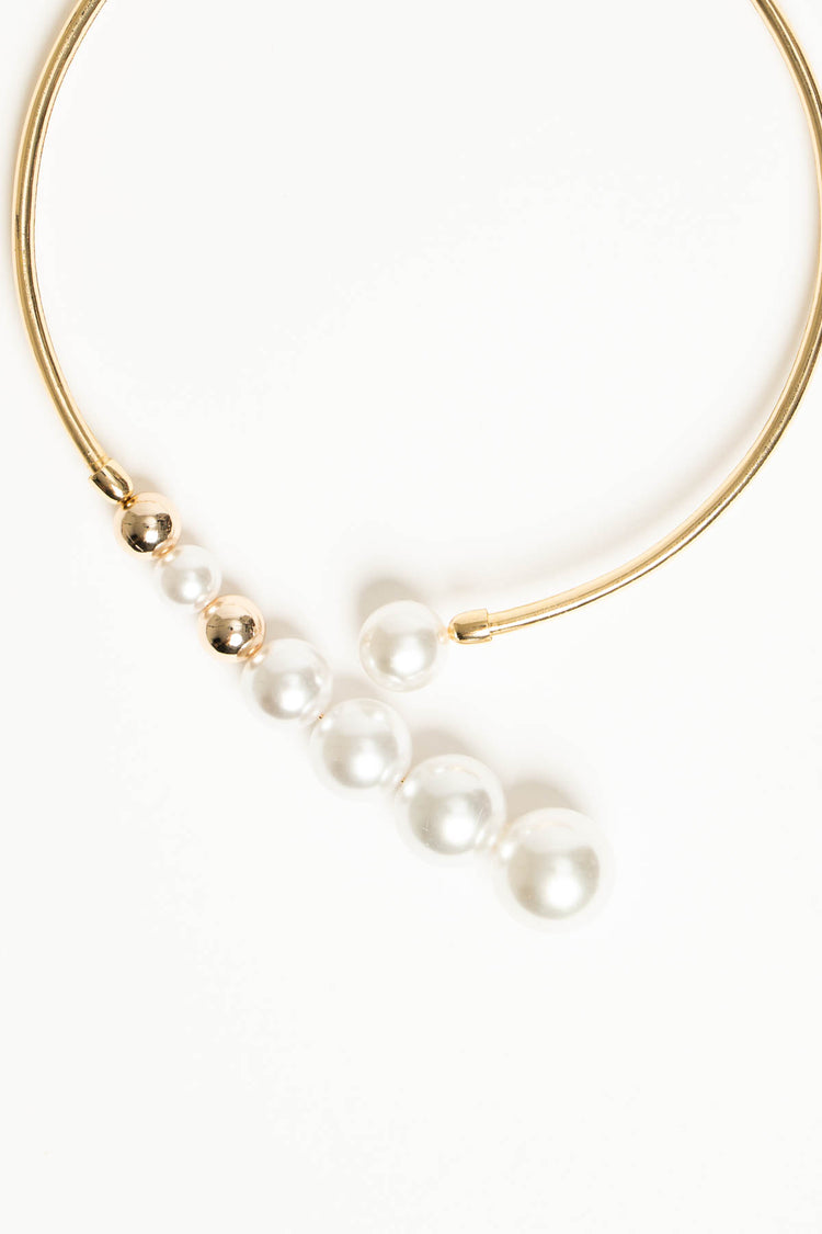 Collana rigida con perline oro/bianco
