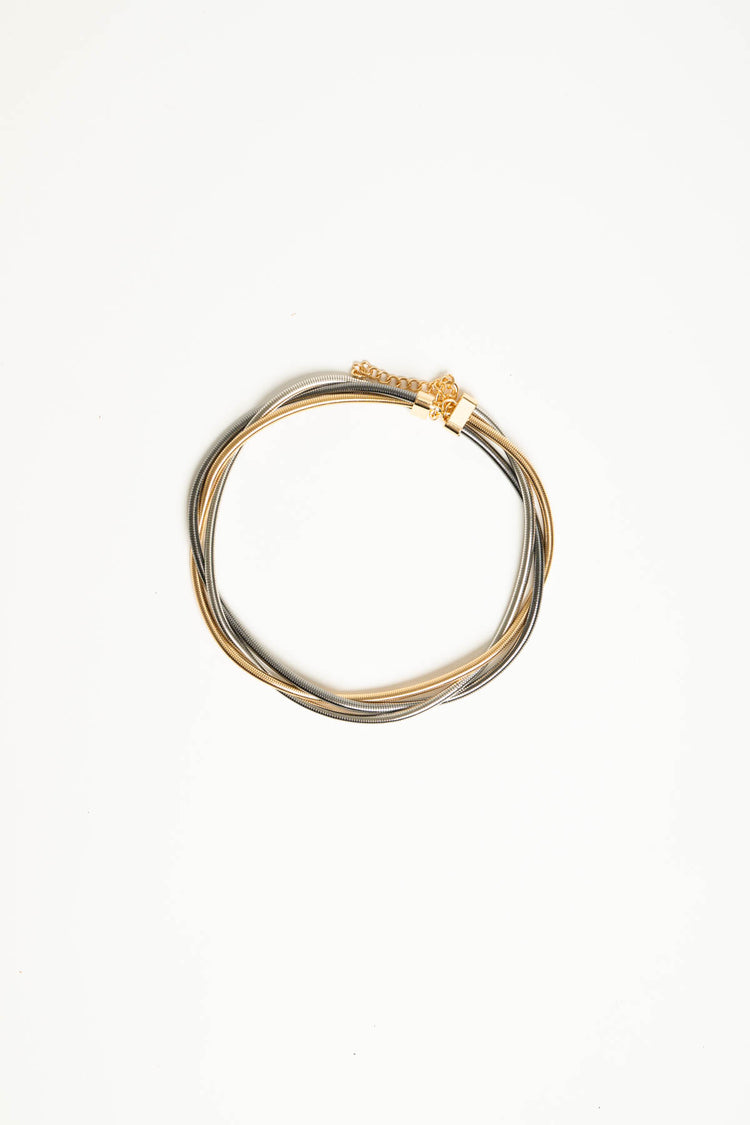 Collana rigida a fili oro/argento