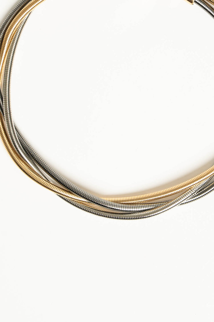 Collana rigida a fili oro/argento
