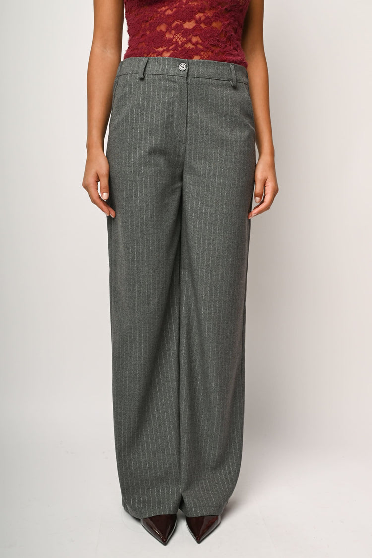 Pantaloni a stampa gessata lurex