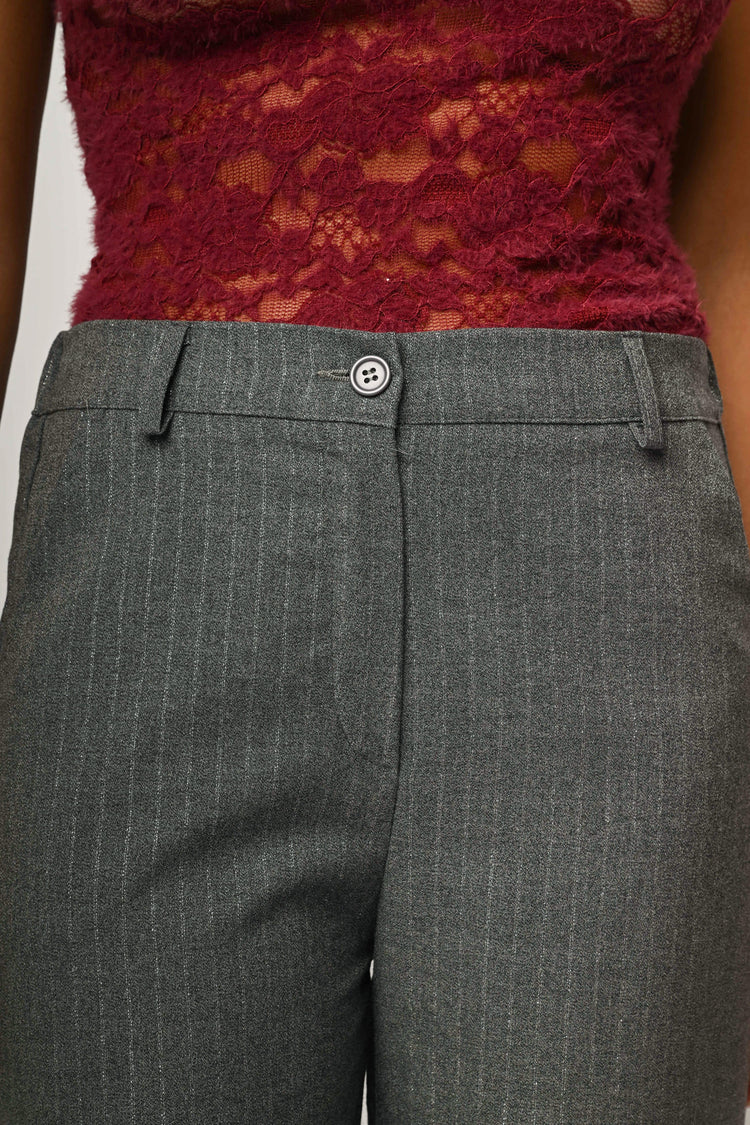Pantaloni a stampa gessata lurex