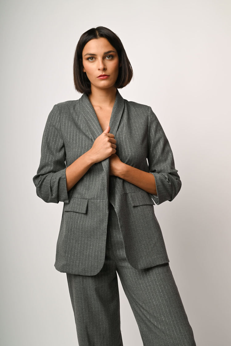 Blazer a stampa gessata lurex