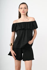 Top in cotone con volant