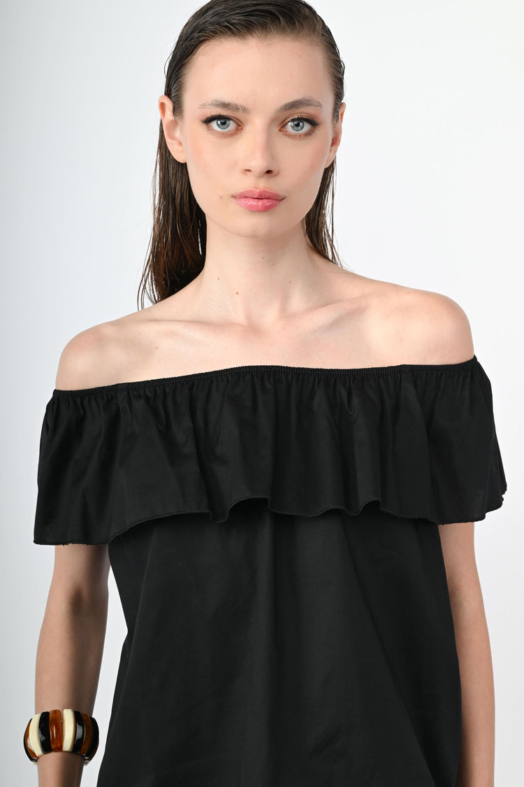 Top in cotone con volant