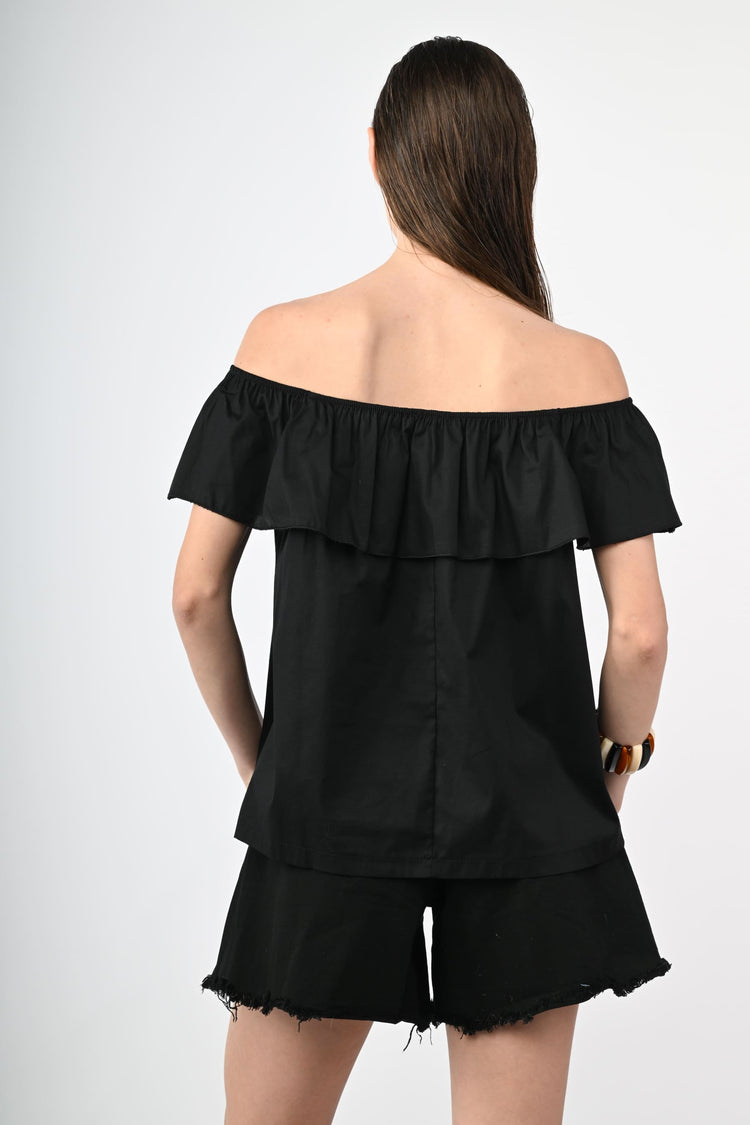 Top in cotone con volant