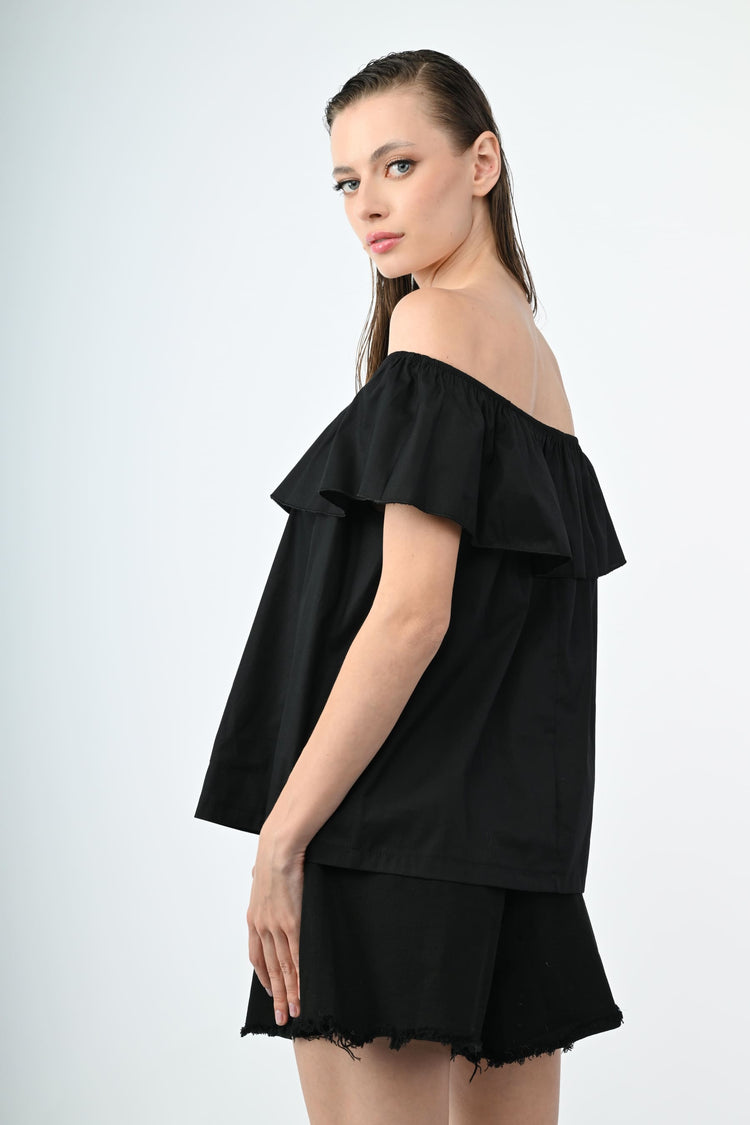 Top in cotone con volant