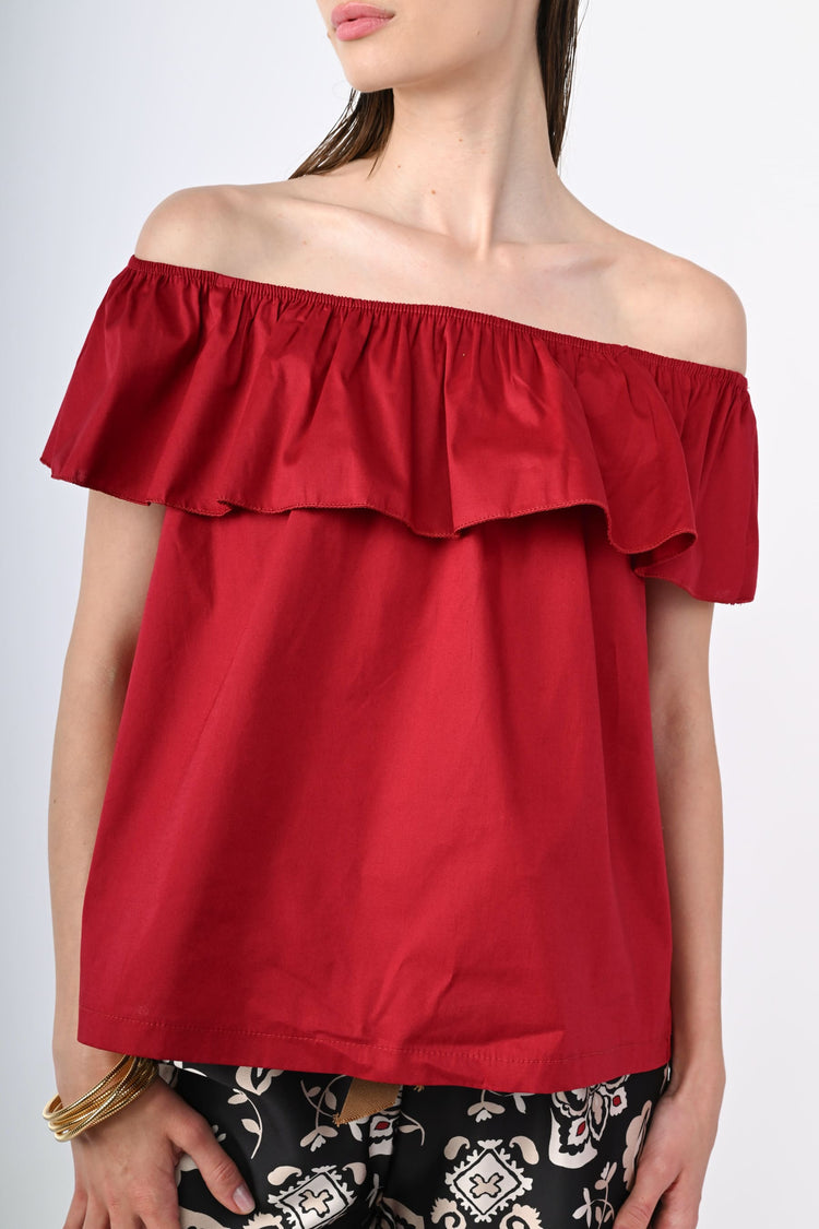 Top in cotone con volant