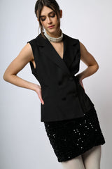 Gilet doppiopetto con cintura