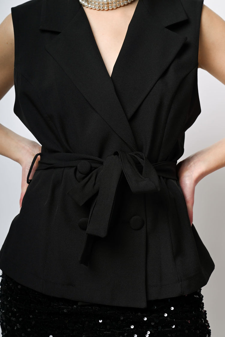 Gilet doppiopetto con cintura