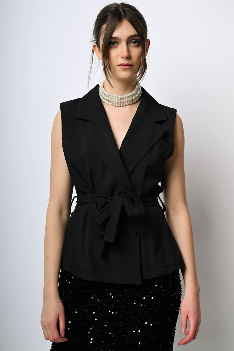 Gilet doppiopetto con cintura