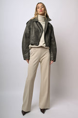 Pantaloni palazzo misto viscosa stretch