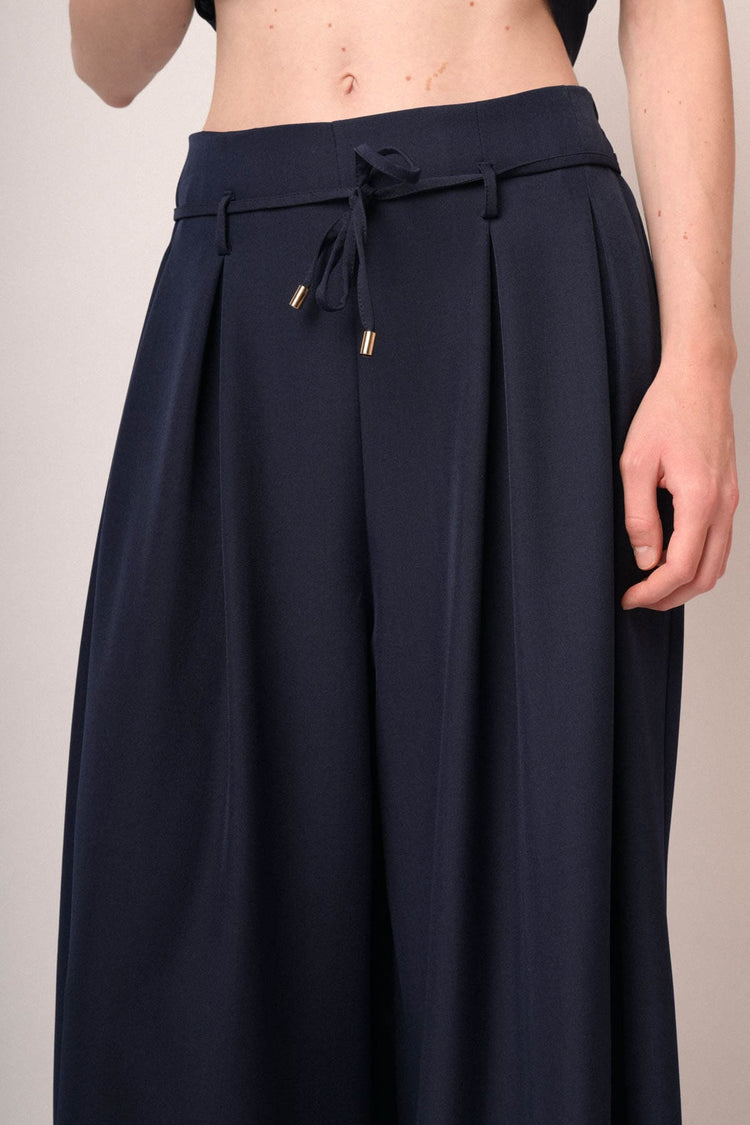 Pantaloni palazzo blu con pince