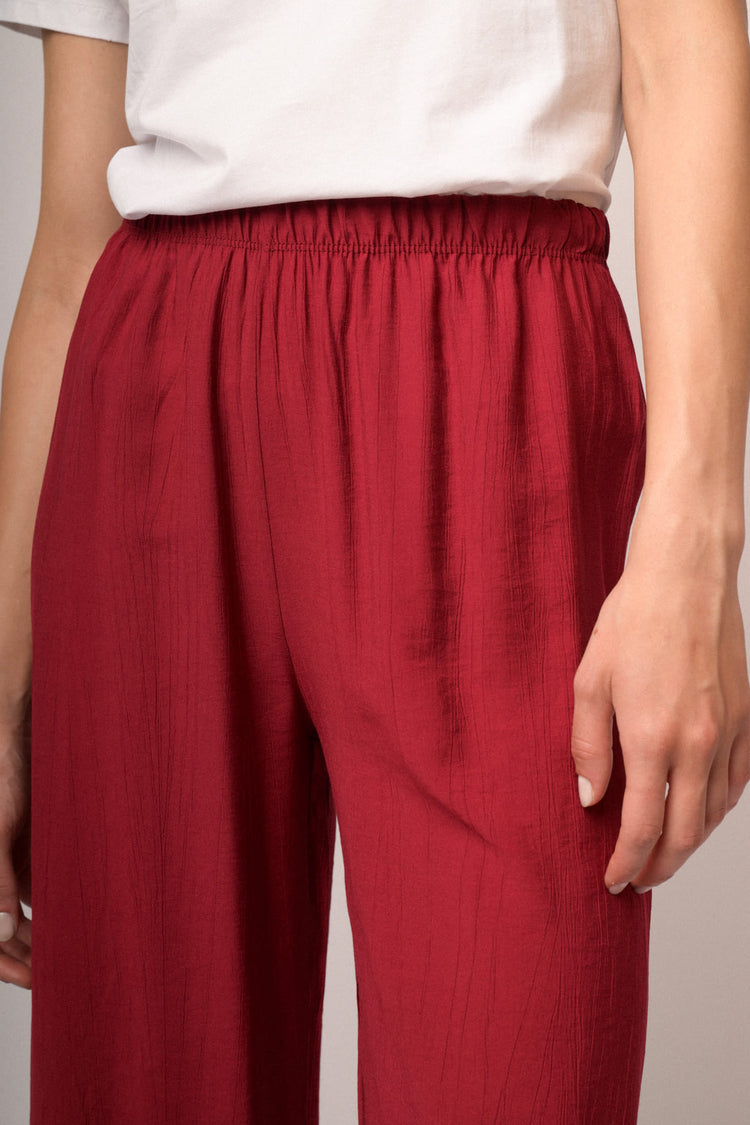 Pantaloni palazzo misto viscosa rossi