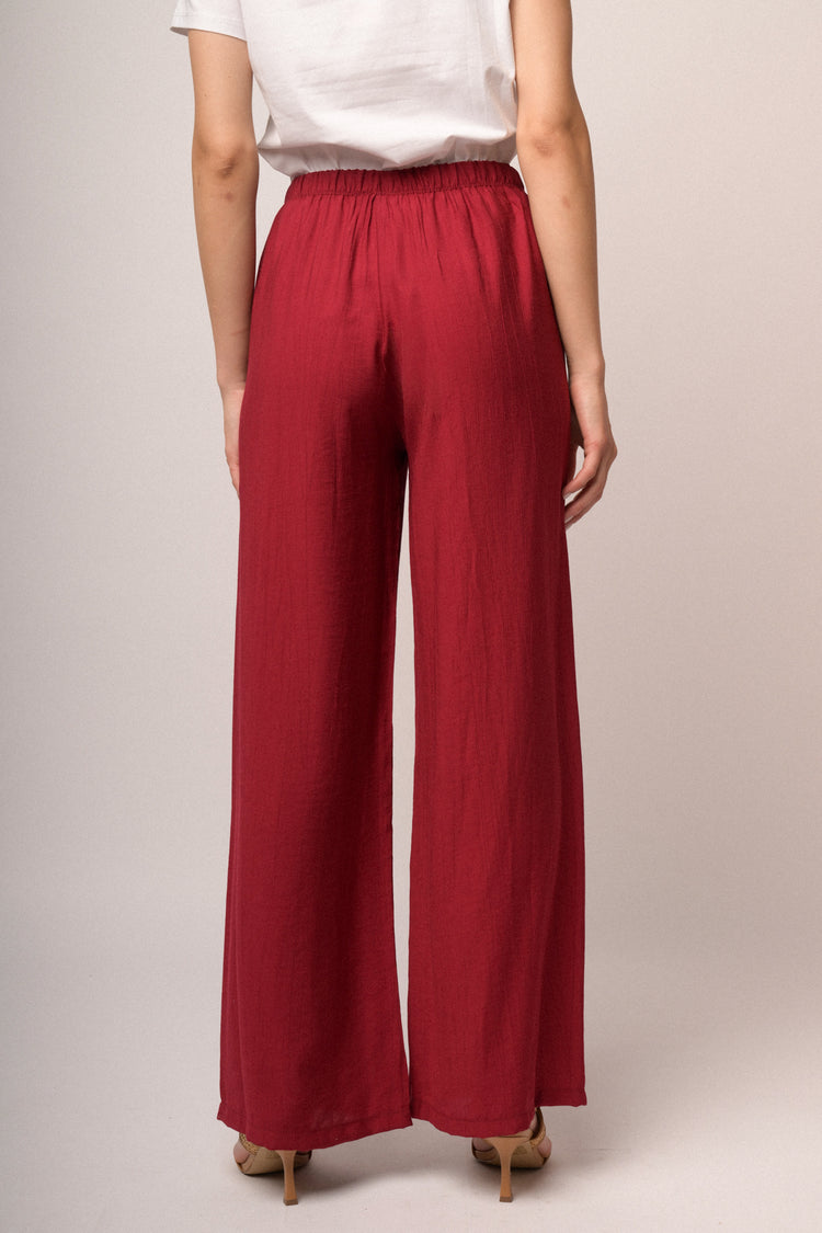Pantaloni palazzo misto viscosa rossi