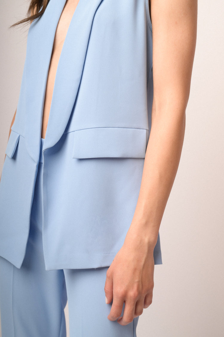 Gilet fluente celeste