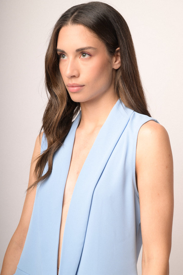 Gilet fluente celeste