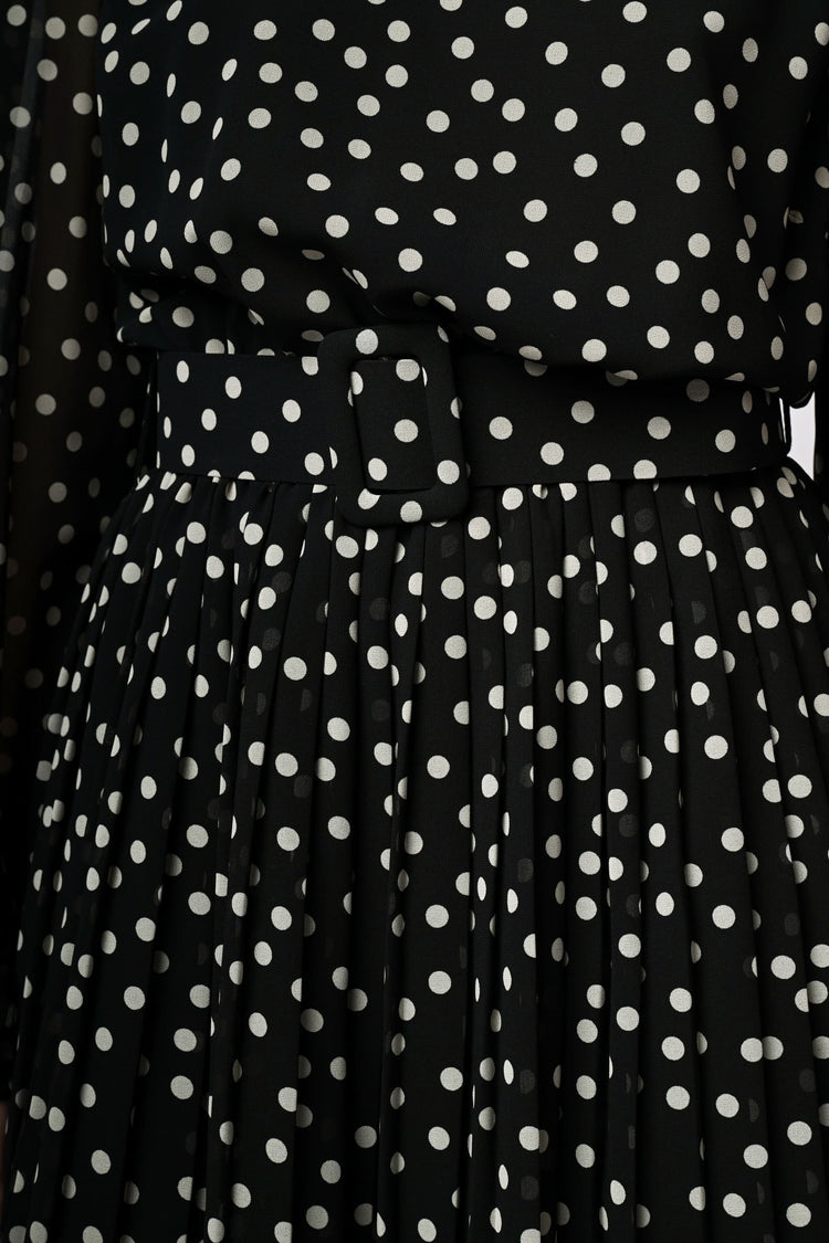 Abito in chiffon a stampa pois