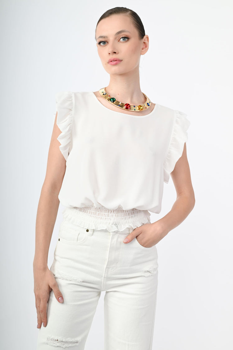 Top crop con rouches