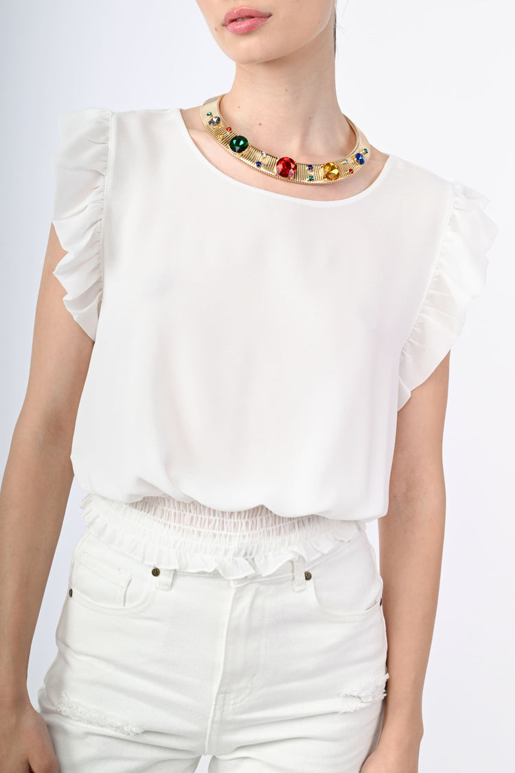 Top crop con rouches