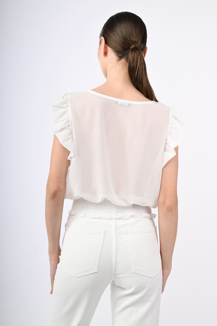 Top crop con rouches