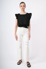 Top crop con rouches